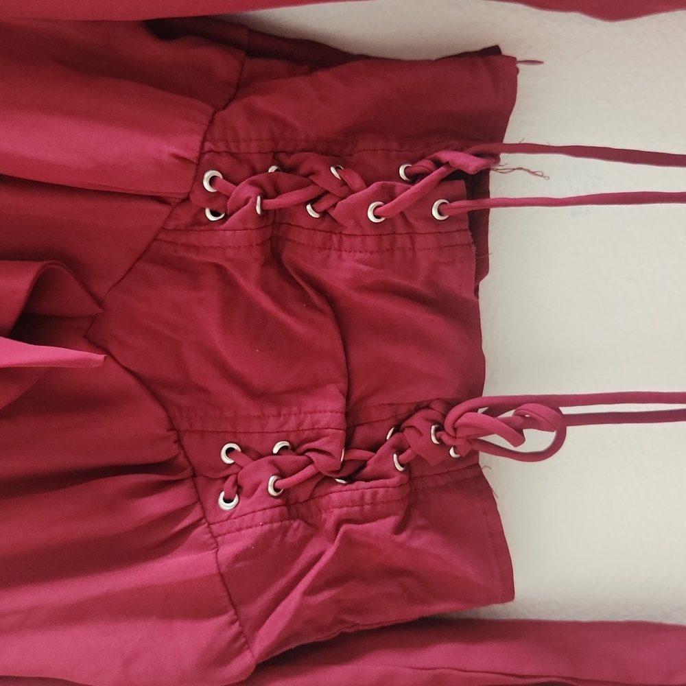 Milk & Honey Red Women's Top with Bow Corset Detail - Picture 3 of 6